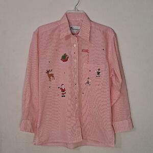 Mili Designs Women's Size Small Holiday Button Down Shirt